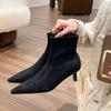 Spring Autumn Suede Women Ankle Boots Fashion Pointed Toe Back Zipper Ladies Elegant Short Booties Thin Low Heel Pumps