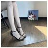 2025 New Summer Fashion Square Head Sexy Narrow Band Open Toe Brand Luxury Design Women's High-heeled Sandals heels