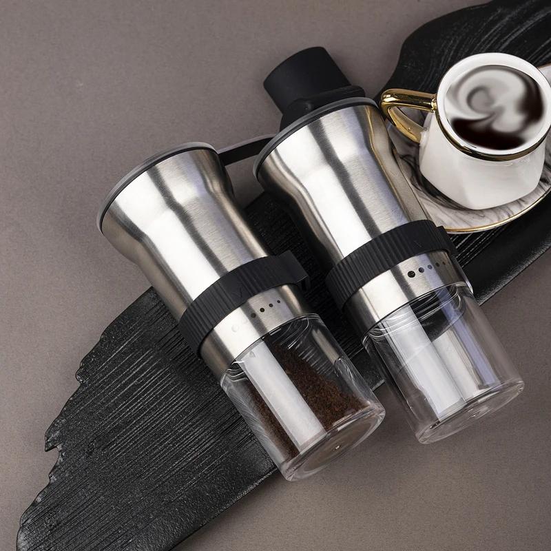 Manual Coffee Grinder with Stainless Steel Body Adjustable Ceramic Burr Portable Mill for Espresso French Press