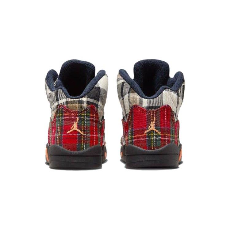Air Jordan 5 Retro PS Plaid Kids Sneakers Multi-Color Black Total-Orange FD4812-008