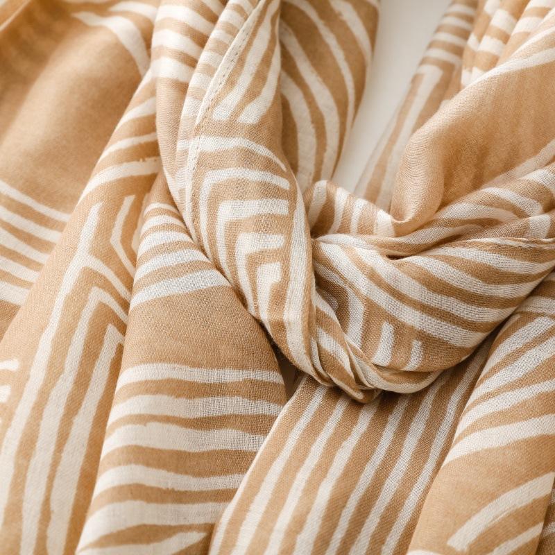Bohemian Floral Geometric Printed Scarf Thin Breathable Tassel Shawl Windproof Head Wrap Sunscreen Travel Scarf for Women