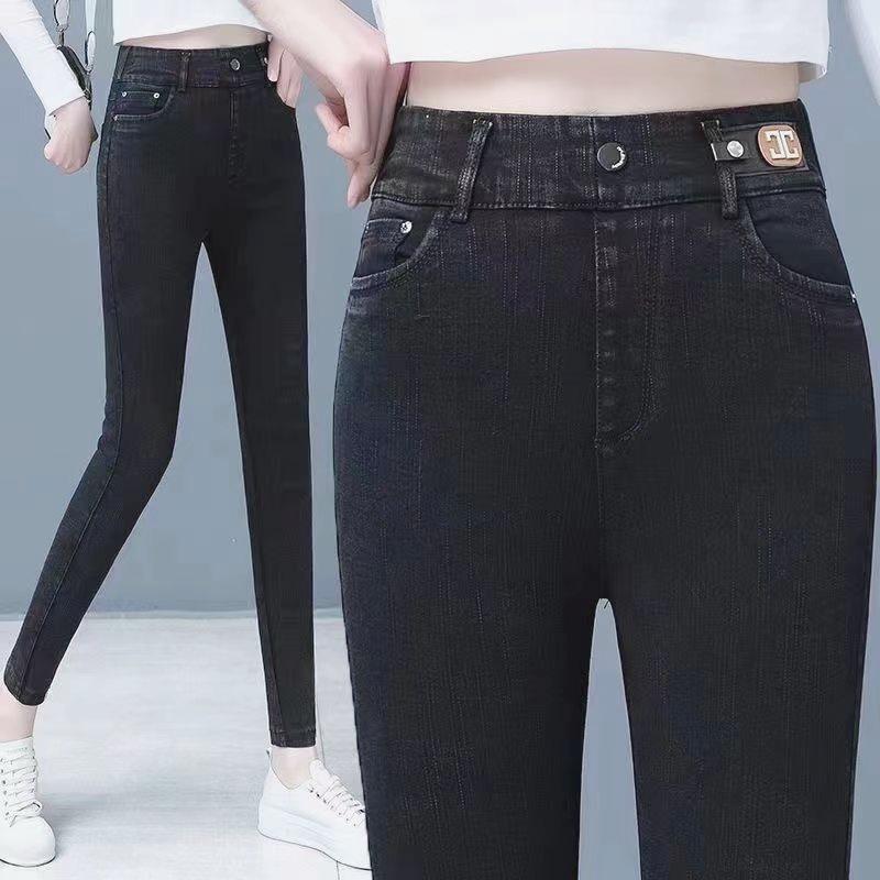 

2025 Зимние женские джинсы скинни с высокой посадкой и флисовой подкладкой - Утягивающие, подчеркивающие фигуру и с эластичной талией. Size 33 (150-160 jin)
