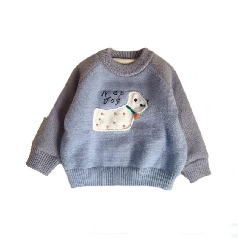 Boys Winter Thick Warm Cartoon Knit Sweater Stylish Pullover for Toddlers and Kids