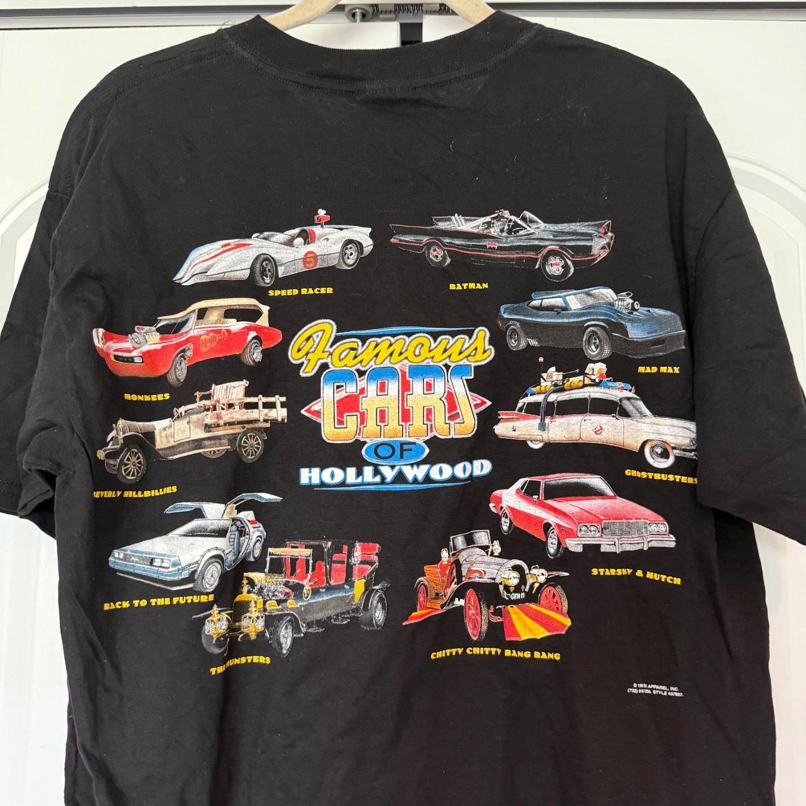

New VTG Famous Cars of Hollywood Graphic T-shirt 1999 90s Adult Large 3XL
