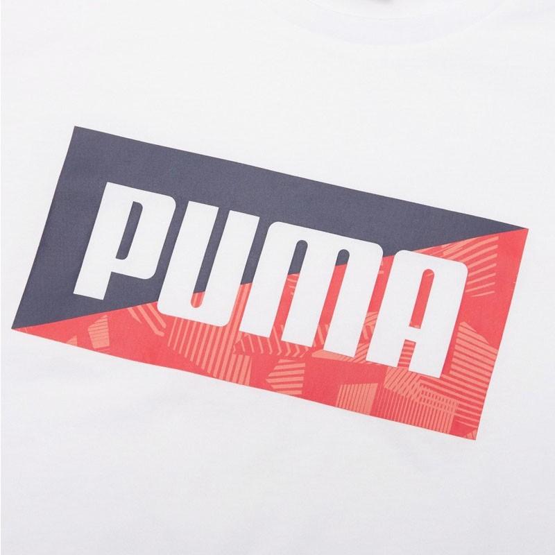 Puma Logo Print Sports Round Neck Short Sleeve T-Shirt Men Tops White 586044-52