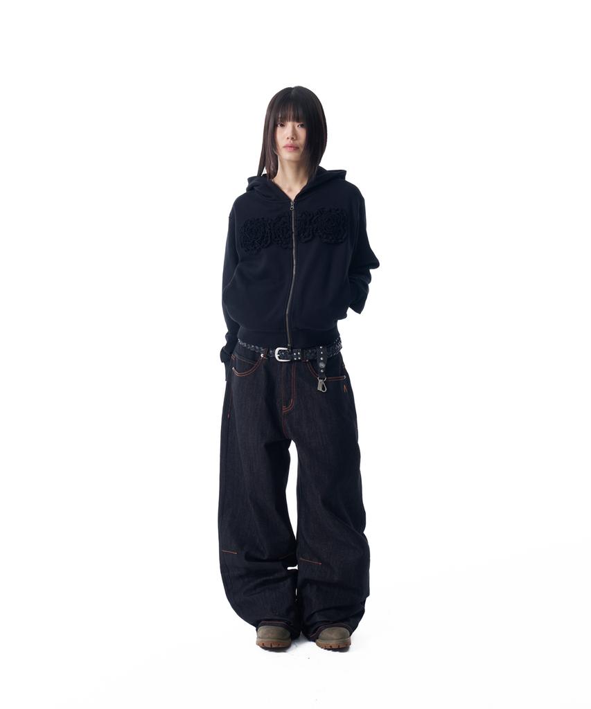 AAKAM Stitched Denim Pants (Black)
