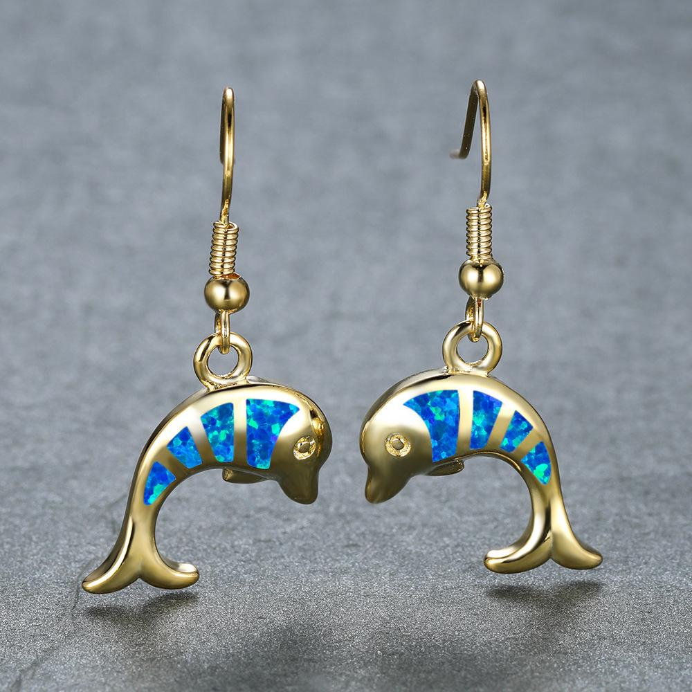 

European and American Beach Ocean Series Cute Little Dolphin Earhook Earrings Personalized Fashion Earrings