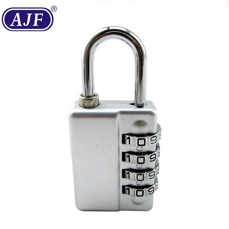 AJF 4 Digit Decoding Combination Lock Double Open Small Padlock Zinc Alloy Silver Black 30mm Luggage Bag Toolbox Closet