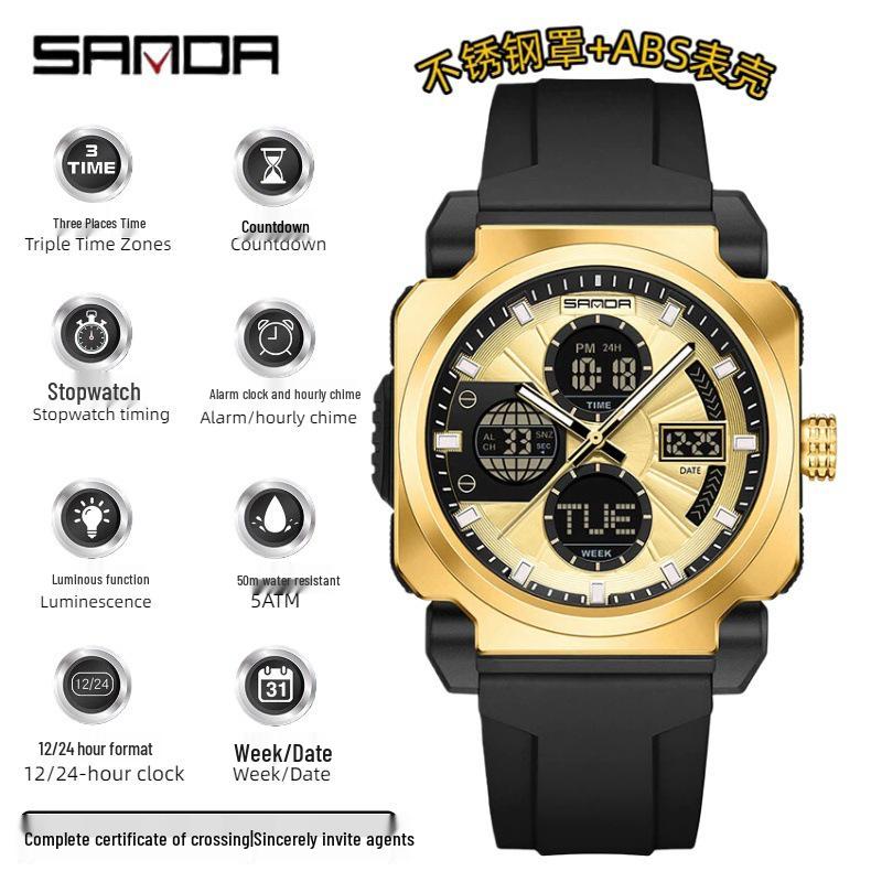 Sanda Teen Fashion Square Waterproof Electronic Sport Watch