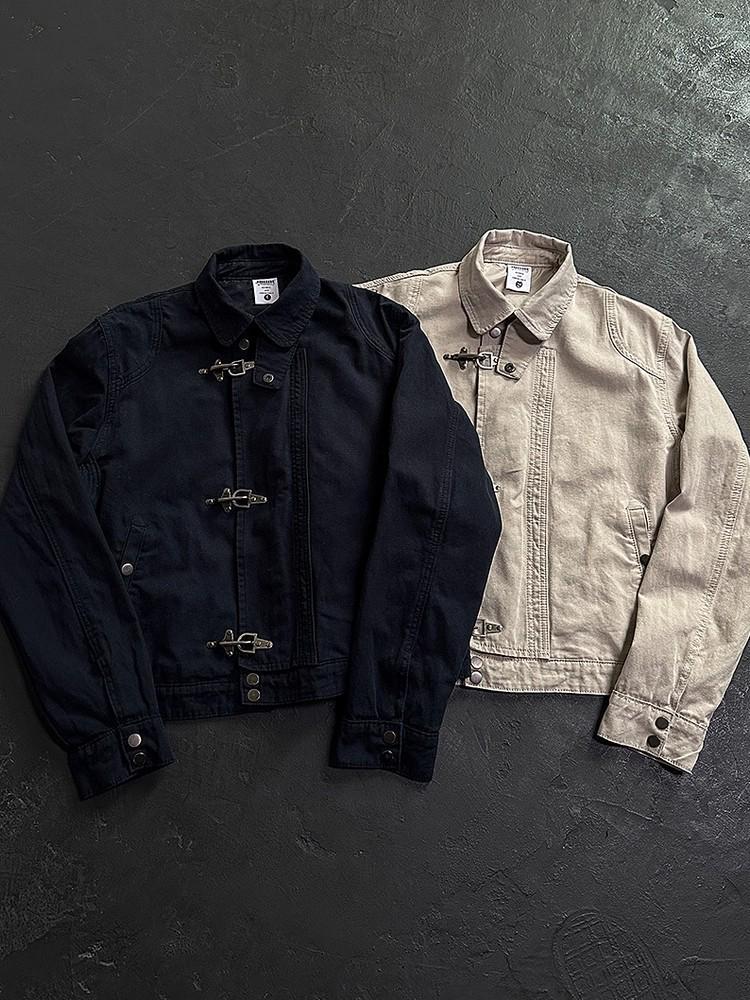 Unisex Retro Workwear Jacket - Autumn/Winter Stand Collar with Lobster Clasp