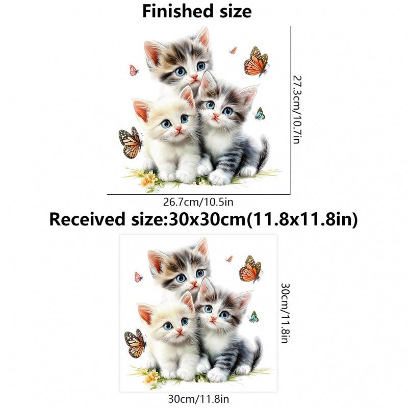3D Cute Kitten & Butterfly Wall Decal for Children's Room