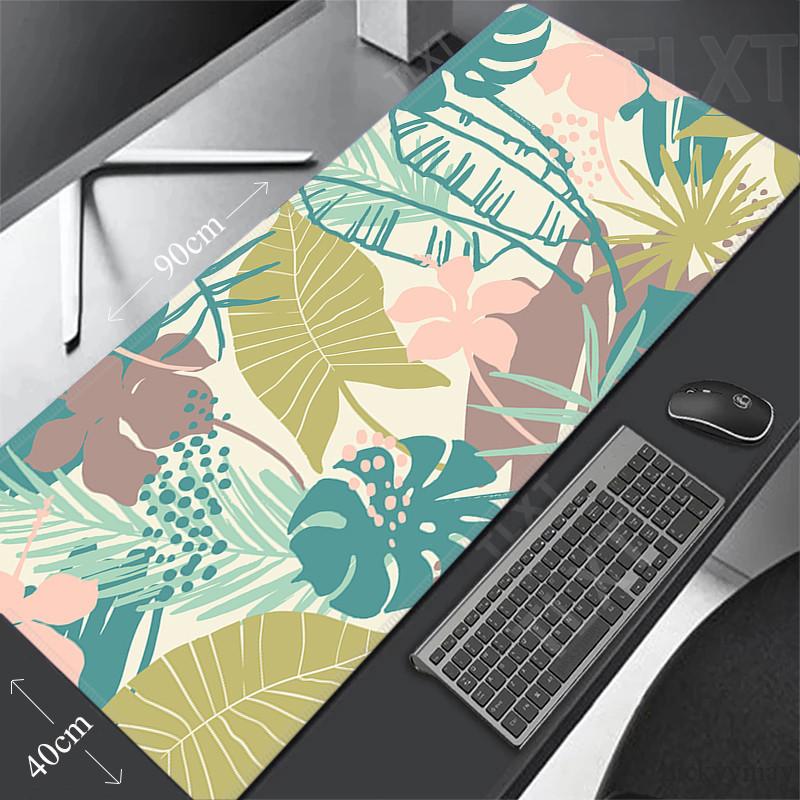 Tropical Plants Large Mouse Pad Green Leaves Gaming Mousepad Big Keyboard Rug Mouse Mats Rubber Desk Mat XXL Mousepads
