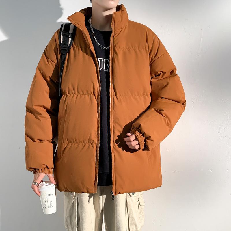 

Зимняя новинка, простая спортивная утепленная хлопковая одежда с воротником-стойкой, однотонное парное свободное трендовое хлопковое пальто XXXXL кофейный