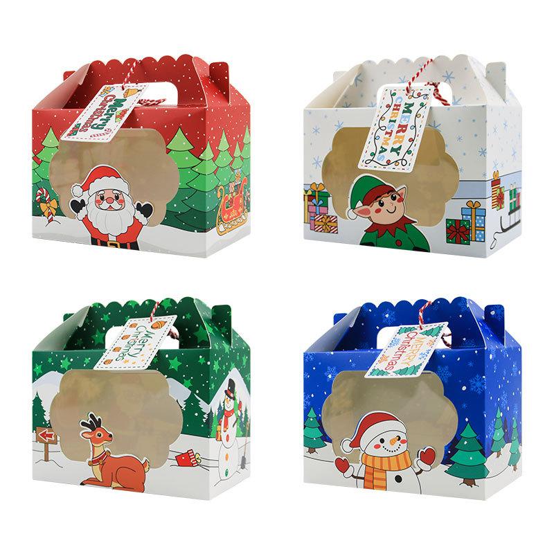 Christmas Handheld Box Window Candy Packaging Box Hand Carry Cooking Cake Cookie Box
