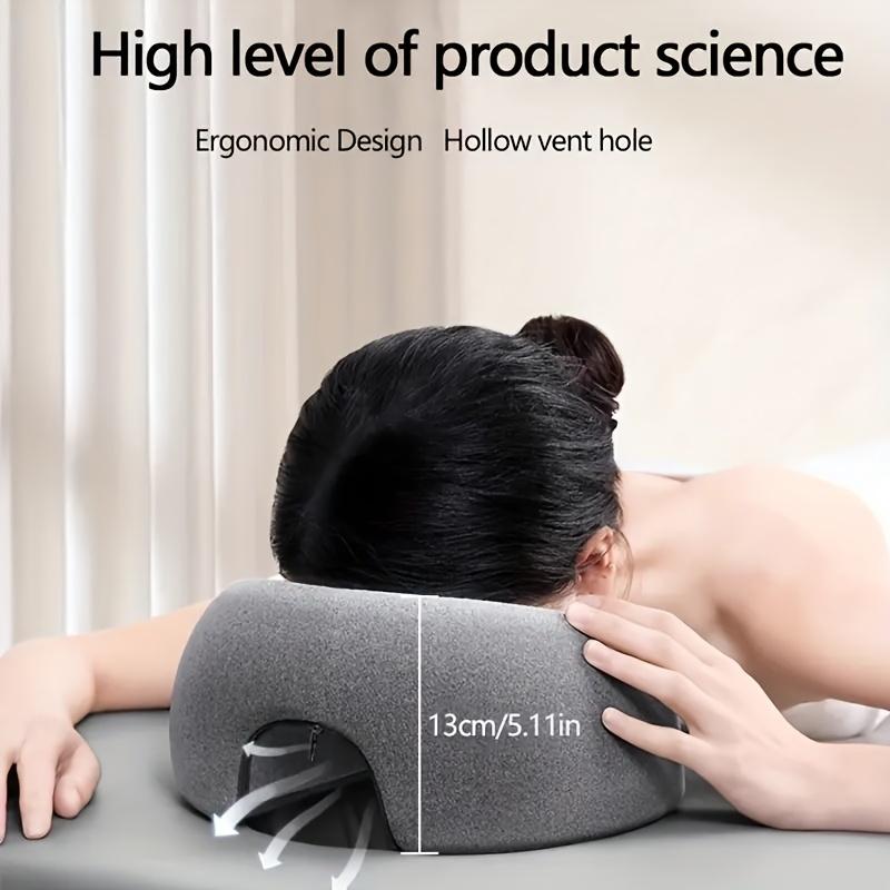 Ergonomic O/U-shaped Facial Pillow for Neck & Face Support, Machine Washable, All-Season Use.