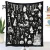 Interactive Coloring Art Gift Halloween DIY Blanket with 24 Markers, Washable Throw Blanket, Color Fabric Kit Your Own Spooky Pattern Mat for