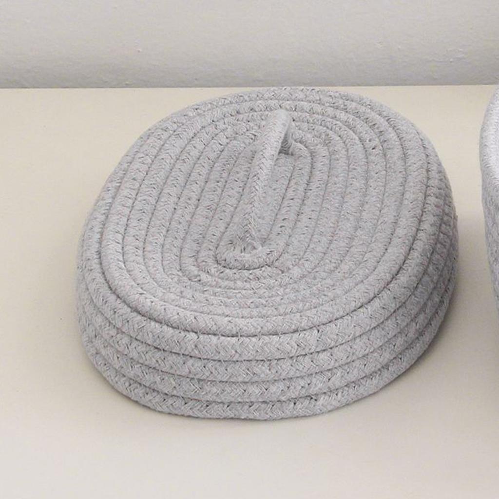 Stolní úložný box s víkem Ručně vyrobený bavlněný provazový úložný koš na make-up, drobnosti, svačinu, jehlice