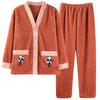 Pajamas Women'S Winter Coral Fleece Thickened Fleece Autumn And Winter Flannel Large Size Loungewear Set