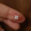 18K Gold-Plated Sterling Silver Four-Leaf Clover Zircon Ring for Women - High-End Design and Versatile Fashion Accessory.
