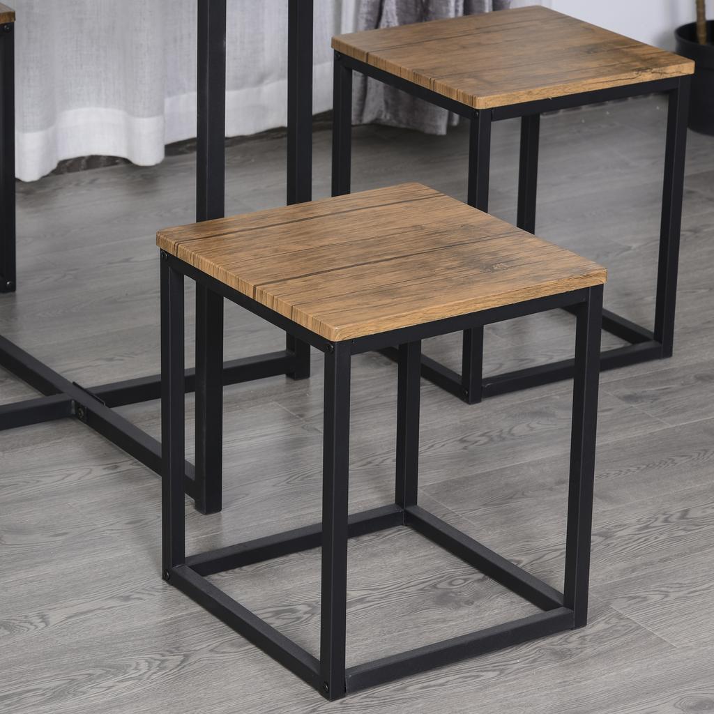 5 Piece Dining Table and Chairs Set 4, Industrial Space Saving Table and Chairs with Metal Frame, Square Kitchen Table and Stools for Dining Room