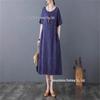 2025 Retro Women's Jacquard Pocket Dress - Slimming Cotton Linen