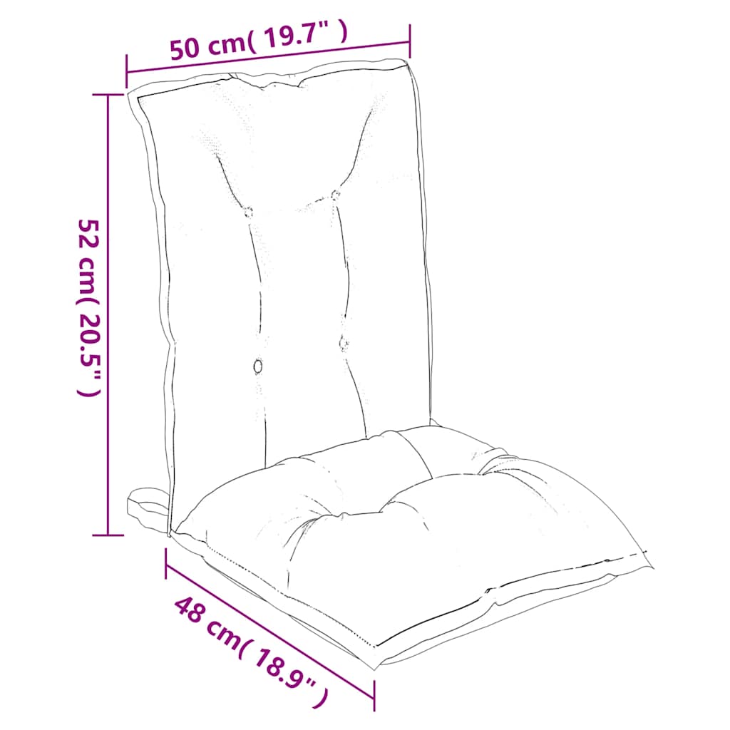 Low Back Chair Cushions 2 pcs Blue & White Striped Oxford Fabric