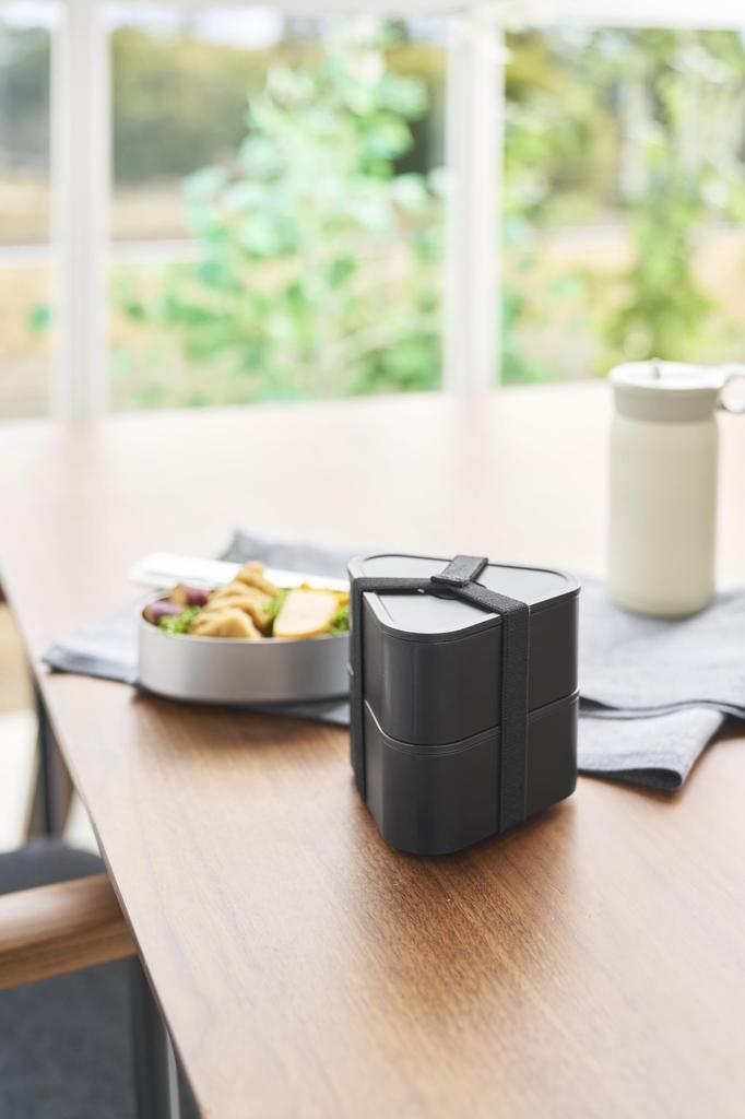 Yamazaki Tower Tower Airtight Rice Ball Set of W X D X H and Freezer 10471 Valve-Equipped Case, 2, Black, 10.6cm 9.8cm 10.3cm (2 Tiers), Microwave,