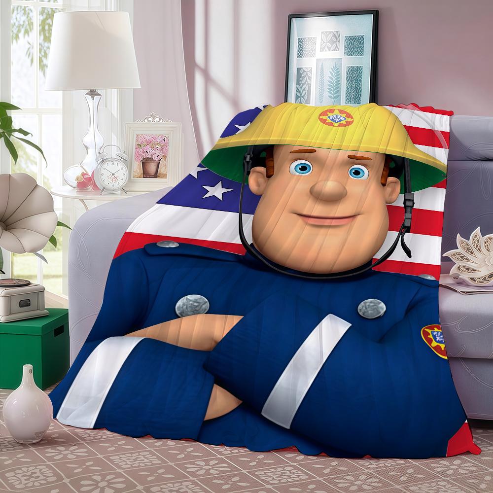 Cartoon Cute F Fireman Sam Blanket For Sofa Office Bed Plane Travel Sleep Read Relax Camping Soft And Warm