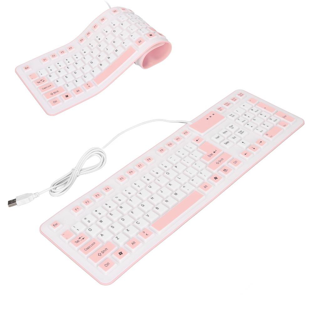 106 Keys Silicone Keyboard Waterproof Silent Keyboard Portable USB Wired Keyboard  Laptop Notebook