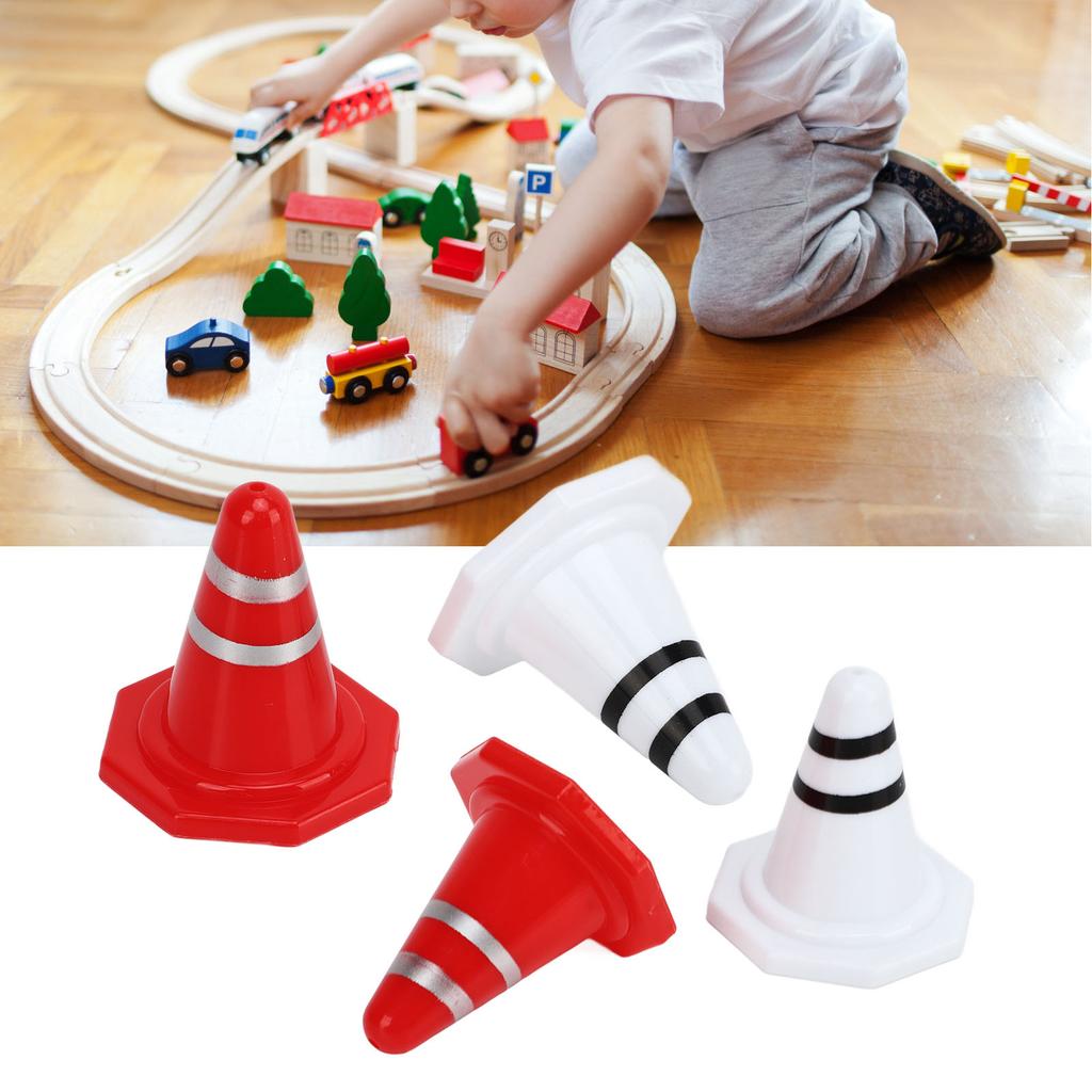 60 Pcs Traffic Cones Toys Red White Mini Traffic Cones Miniature Lifelike Road Block for Soccer Training RC Car Gaming