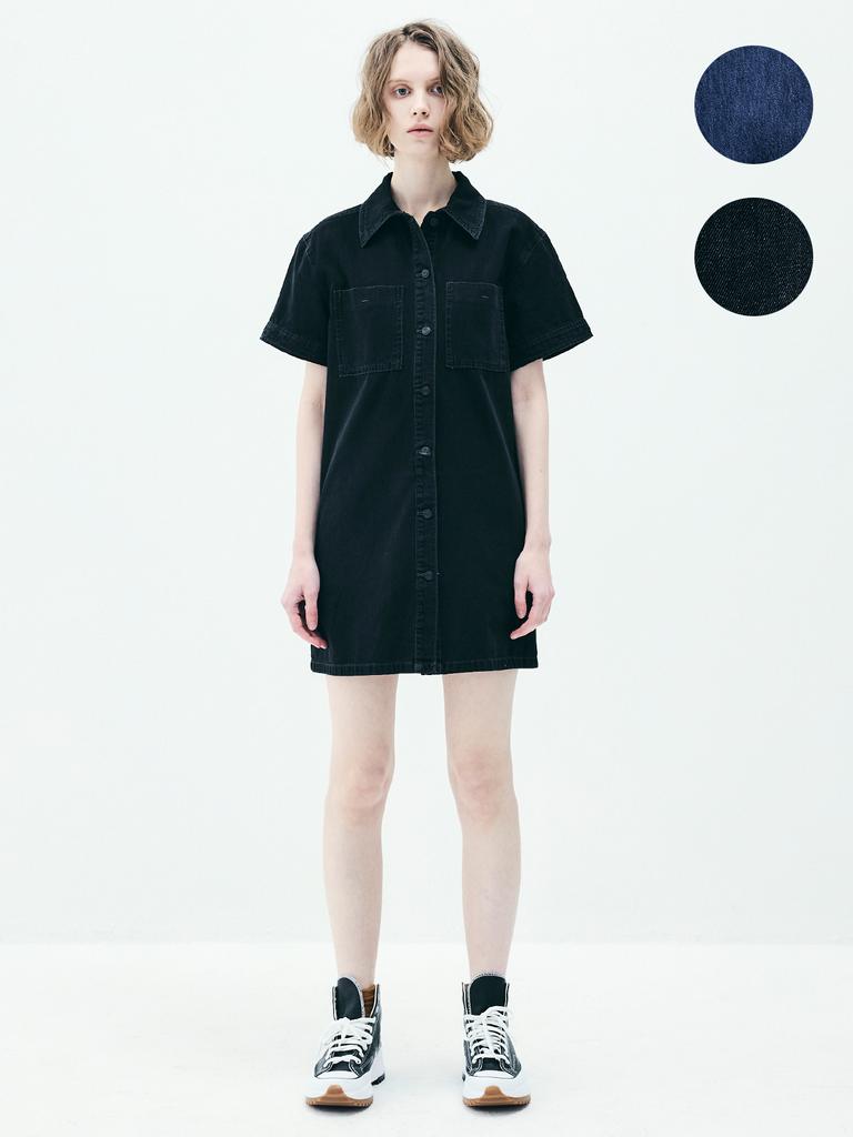 Lam Rao5017 Shirt-Style Denim Dress