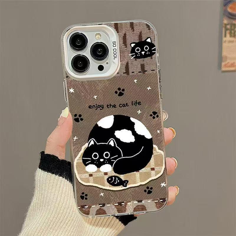 Cartoon Cat Milk Apple iPhone Case for 17/16/15/14/13/12/11 Pro Max