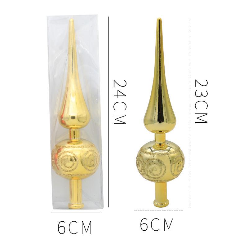 1pcs 23cm Christmas Tree Topper Red Gold Silver Tip Shaped Ornament Gourd Ball Hanging Pendant Xmas Decor For Home 2025 Navidad
