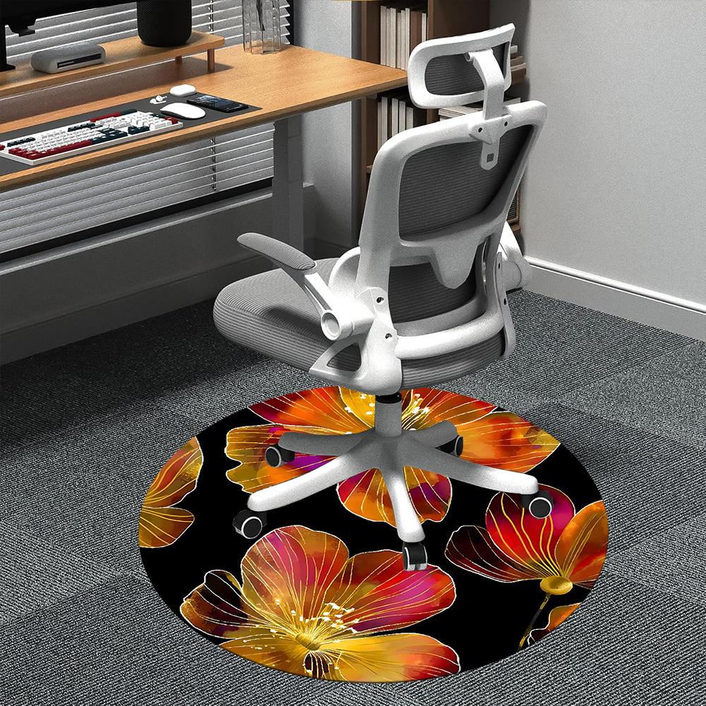 

1pc Floral Pattern Office Round Area Rug, Indoor Mat Suitable ForOffice, Under Office Chairs Bedroom Living Room Home Decor, Room Deco q071 80cm by 80cm