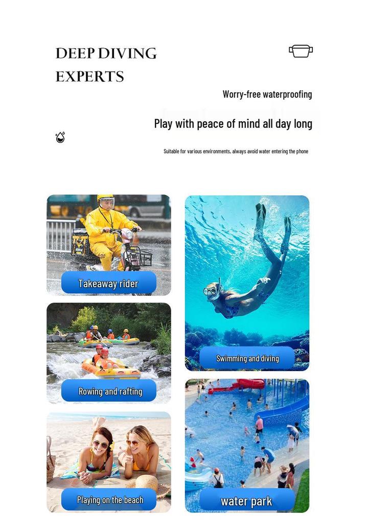 IPX8 Waterproof TPU Phone Pouch: Large Capacity Waist Pack for Swimming, Diving, Rafting, Dustproof Protection.