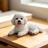 Office Desk Ornament Realistic Teddy Dog Statue, Desktop Small Pet Model, Cute Laying Sculpture Collectibles for Owners Car Dashboard, Desk,
