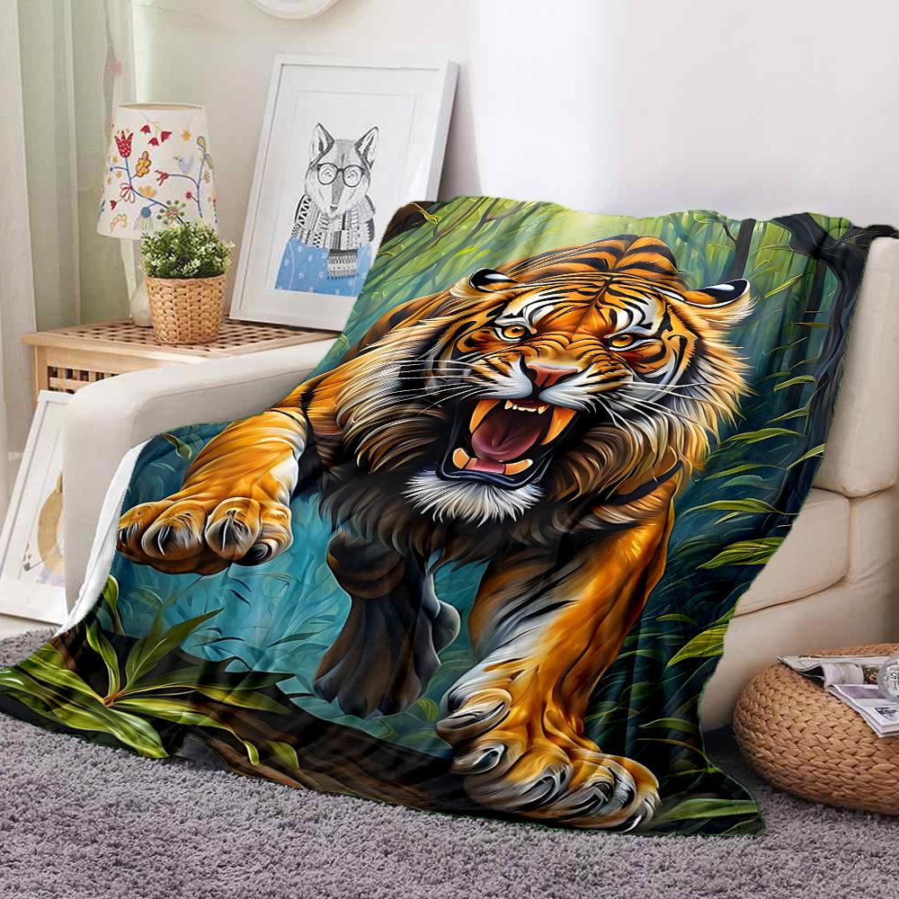 Tiger Roar Flannel Blanket Throw Blanket Soft Warm Sofa Bed Camping home Decor Unique Christmas Gift C926320