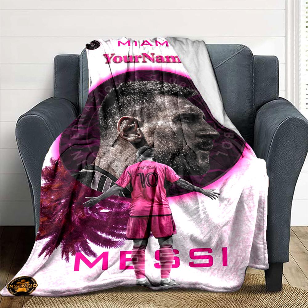 Messi Customize Your Name Blanket Multi-purpose Personalized Blanket Soft Warm Cozy Versatile for Bedding Sofa Nap Office Chair