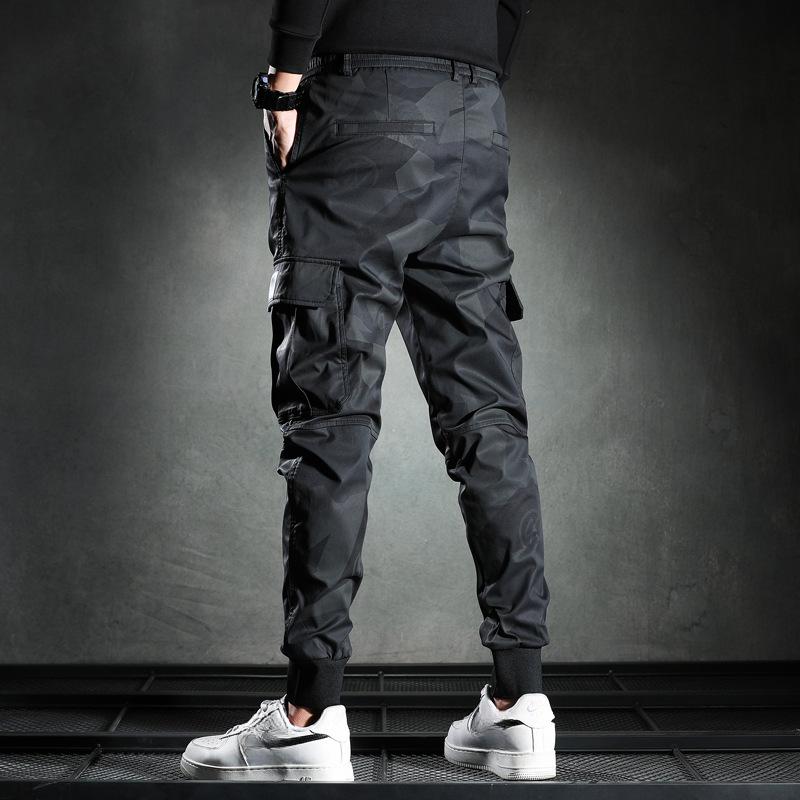 Spring and Autumn Men's Overalls Casual Pants Men's Slim Korean Elastic Waist  Drawstring Trousers