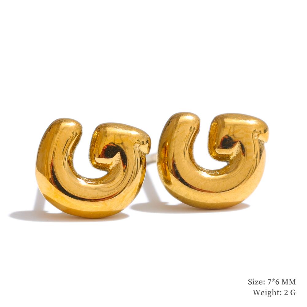 Yhpup 26 Initial Letter A-Z Stainless Steel Gold Color Stud Earrings 18K PVD Waterproof Plated Daily Versatile Basic Jewelry