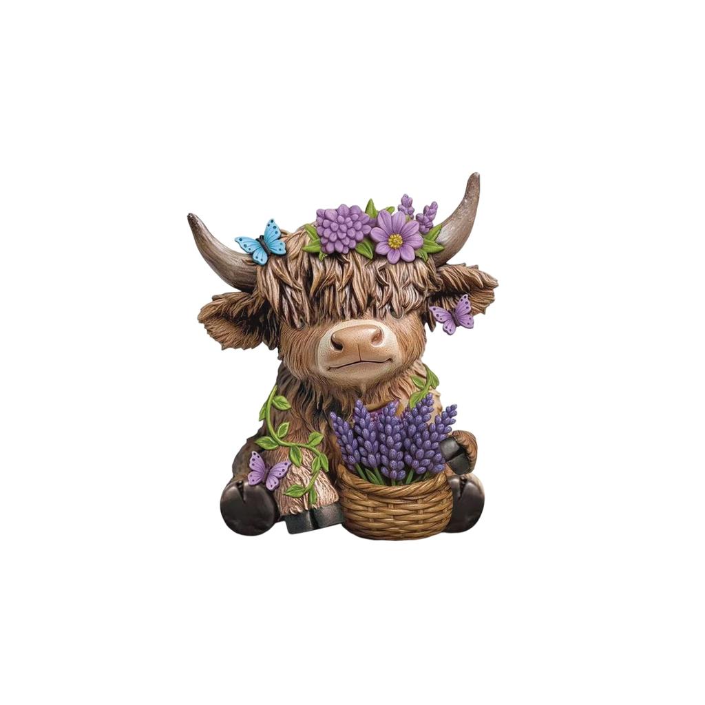 Resin Cow Figurine Set for Home Decor Tabletop Ornaments for Shelf and Desk