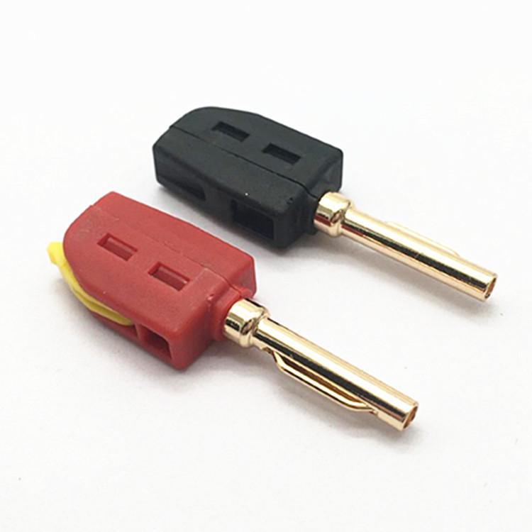 Solderless 4MM Banana Plug with Self-Locking Spring Clip and Gold-Plated Push-Type Fastener