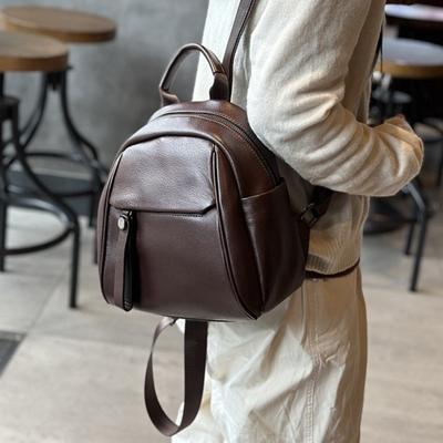 Genuine Leather Simple Versatile Backpack Women Bag Natural Soft Real Cowhide Large Capacity Travel Backpacks