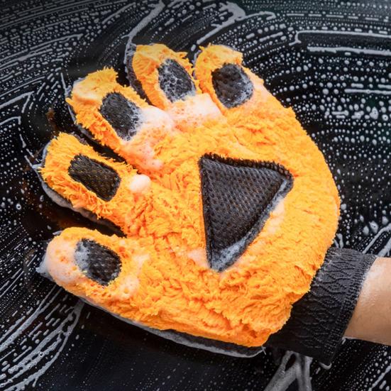 Car Wash Gloves Super Absorbent Double Side Five Finger Mitten Soft Coral Velvet No Scratch Cleaning Glove for Car And Home Cleaning