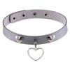 Punk Heart Rivet Choker, Heart Shape Rivet PU Leather Clavicle Neck Collar