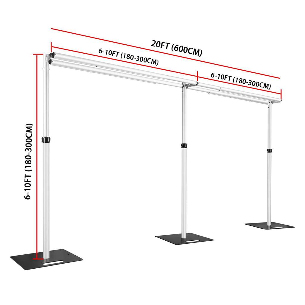 3x6m Double Layer Retractable Backdrop & Curtain Stand for Weddings – Aluminum Alloy Display Stand