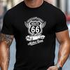 Camiseta Negra 100% Algodón Ruta 66 Unisex Oversize Manga Corta Carretera Americana Madre de todas las Carreteras Estampado Gráfico Casual Streetwear