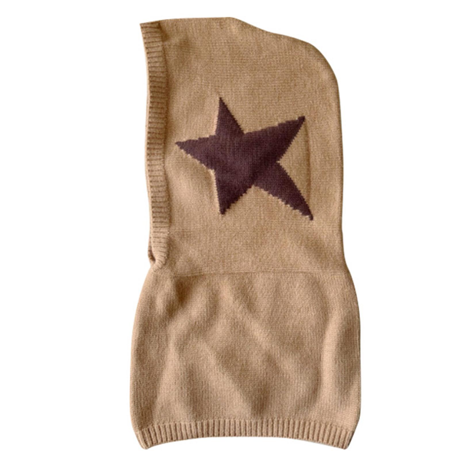 

Warm Winter Hats for Women Star Pattern Hooded Scarf Hat Face Hooded Cowl Neckerchief Balaclava Beanie хаки