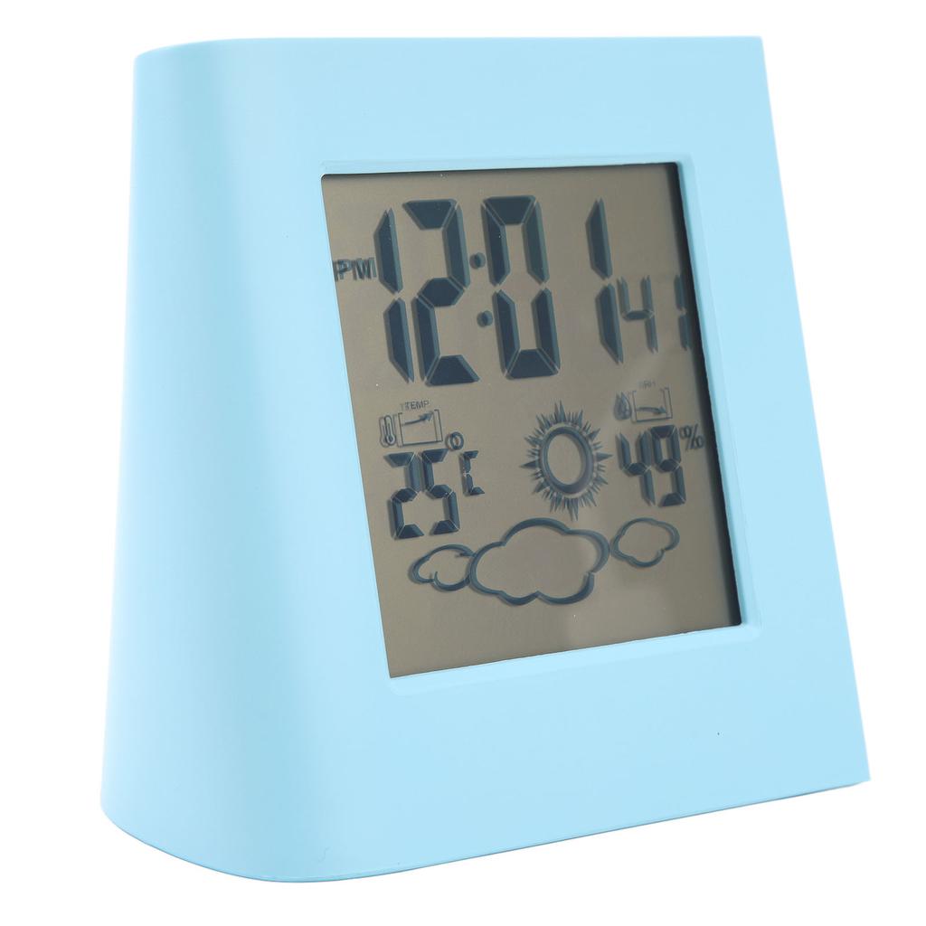 Solar Battery Dual Energy Alarm Clock Weather Forecast Temperature Humidity Alarm Clock Blue