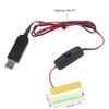 Universal 3V LR03 3A Dummy Battery Eliminators USB Power Supply Cable with Switches, 2Pcs 1.5V Battery Replacement Adapter